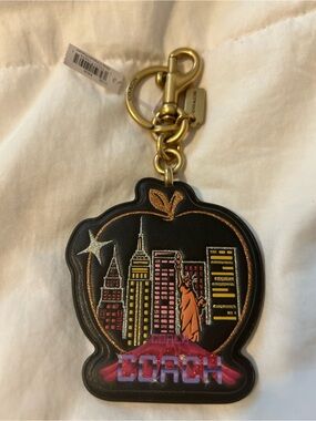 Coach Brown Signature Apple Charm keychain